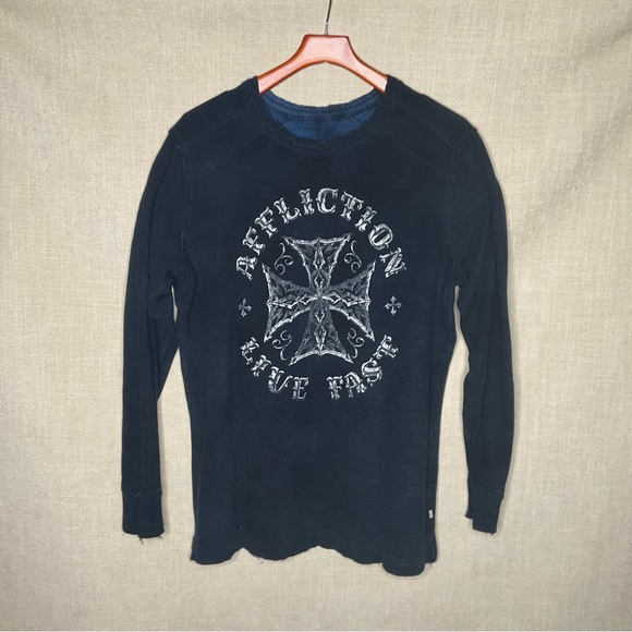 Affliction REVERSIBLE blue/black long sleeve THERMAL  size XXL - Picture 6 of 10
